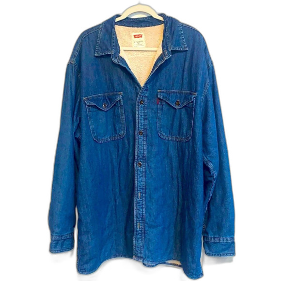 Levi’s Men’s Jean Shacket Jacket with Sherpa Lined XL Button Down Long Sleeve - Picture 2 of 14
